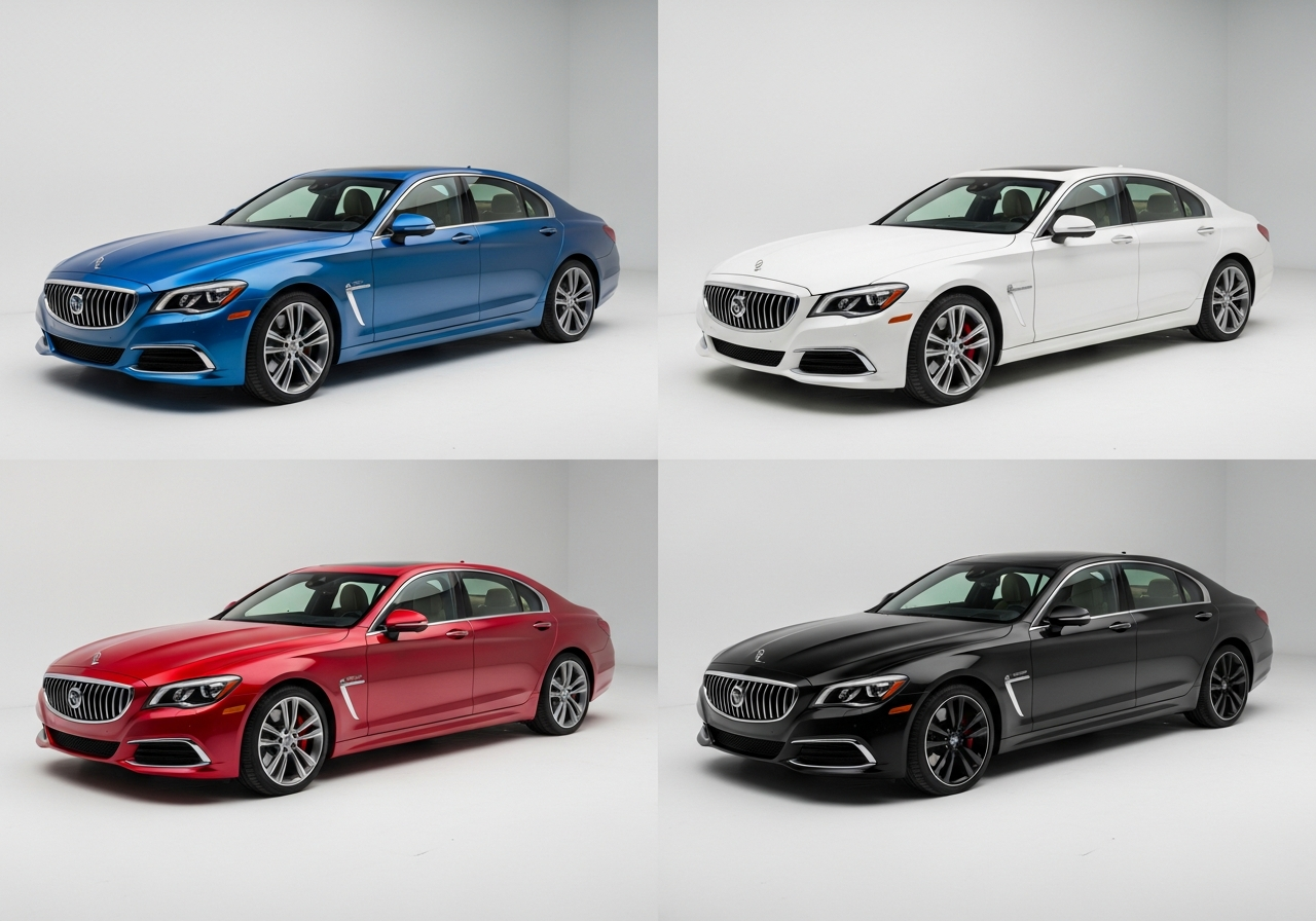 Multiple cars showcasing different paint colors and finishes